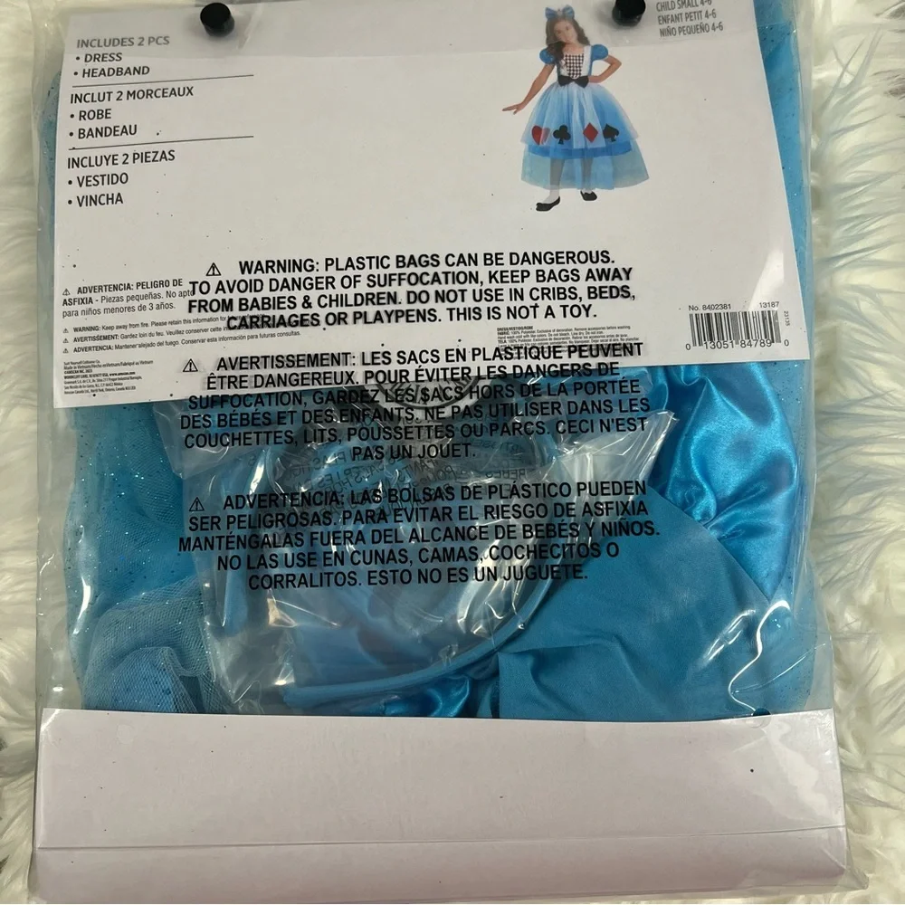 Alice In Wonderland costume dress child S 4-6 NEW Halloween Miss Wonderland